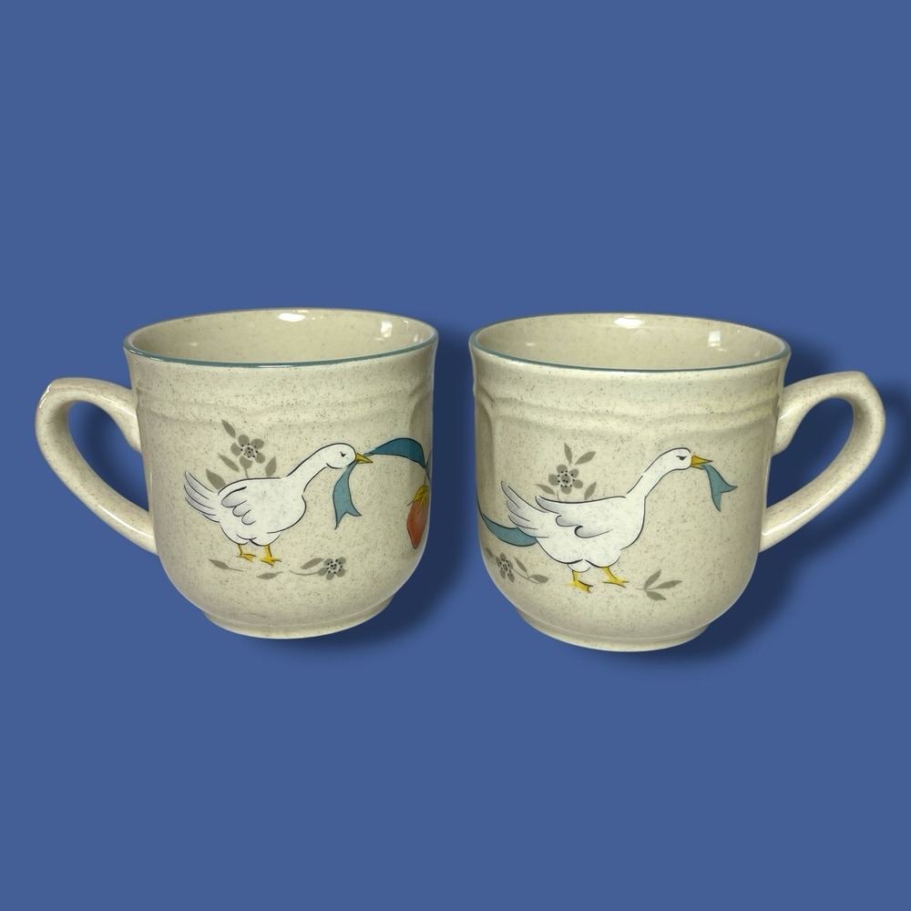 International China Stoneware Marmalade Goose Coffee Tea Cup Vintage‎ 2pc Set